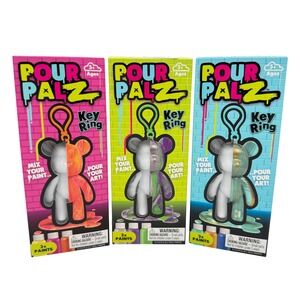 ToyMonster Pour Palz Key Ring Kids OS Multicolor NEW 3-Pack DIY Paint Art Kit